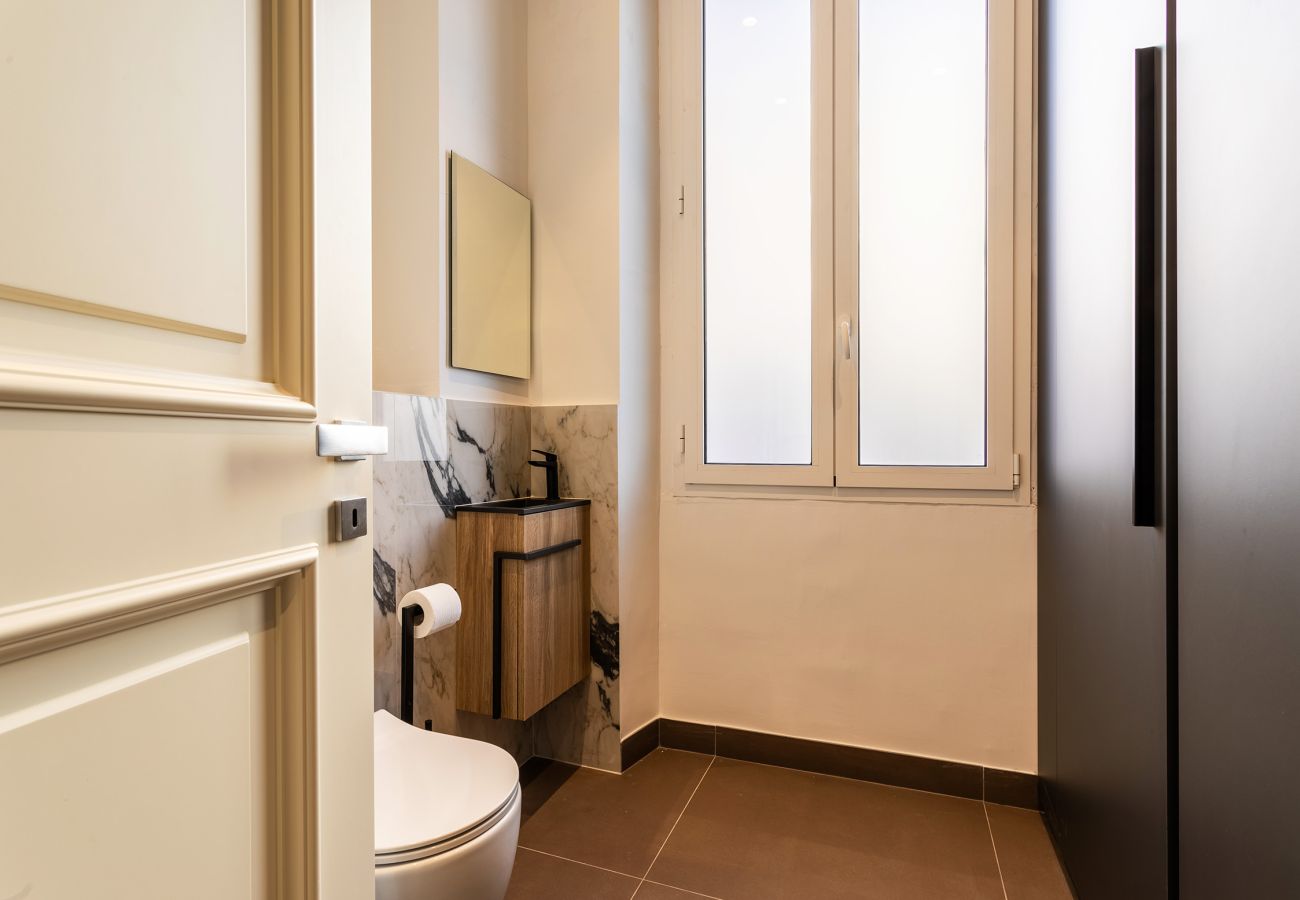 Bright toilet with optimized space