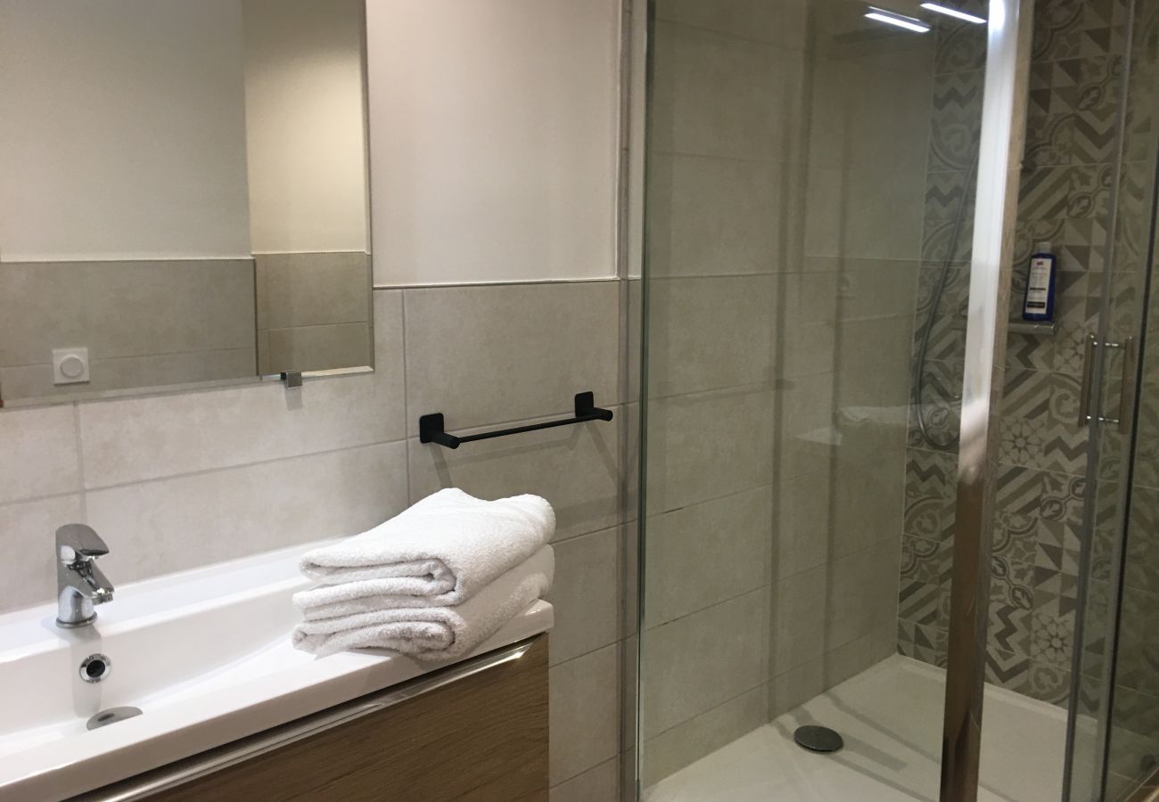 salle d’eau moderne et élégante avec douche spacieuse